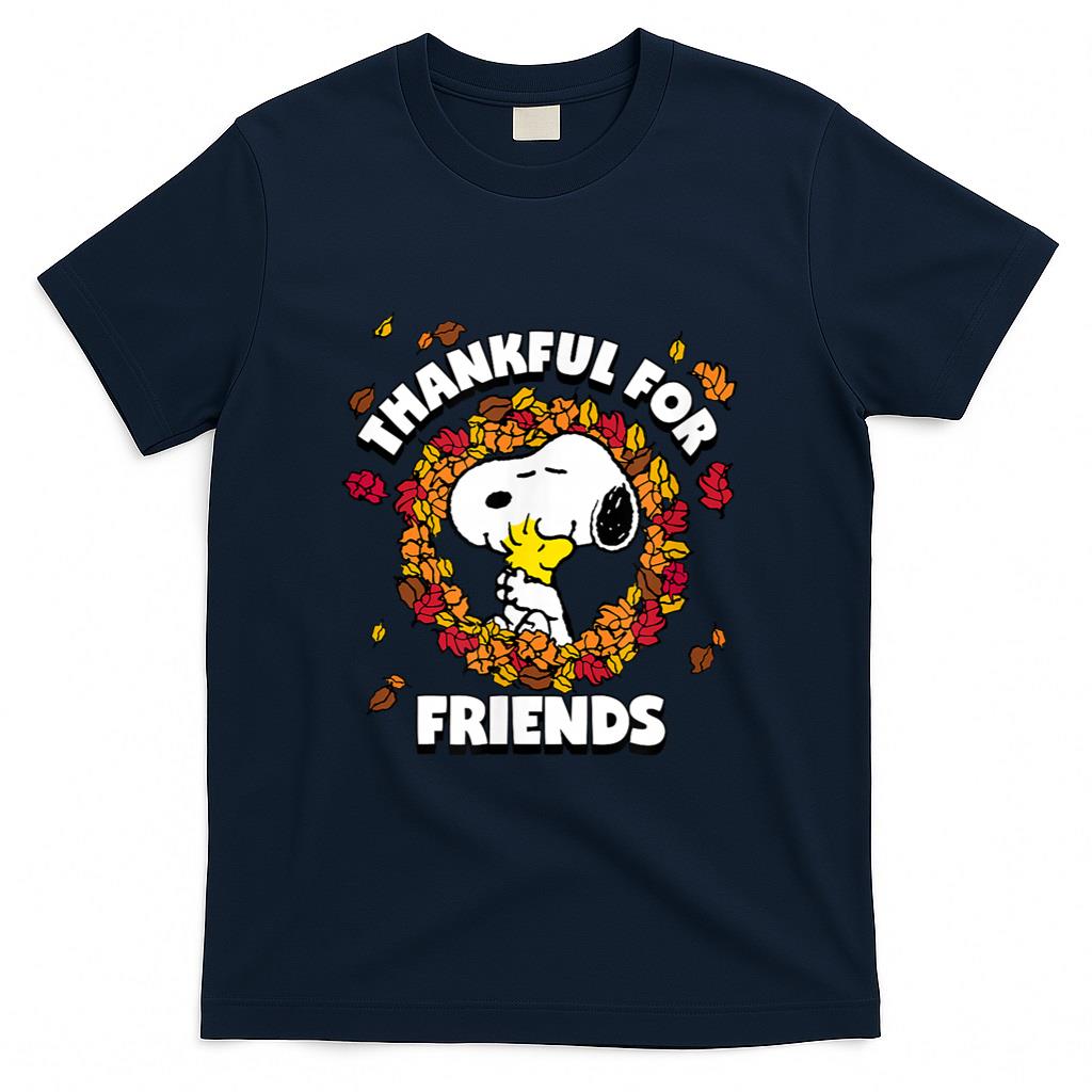 Peanuts - Snoopy Woodstock Thankful For Friends Leaf Circle T-Shirt