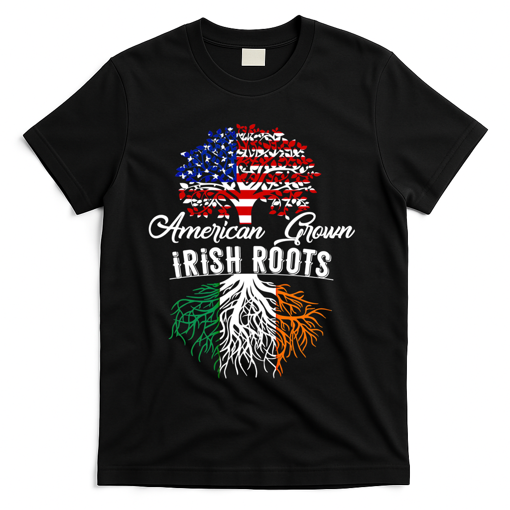 American Grown Irish Root Ireland Flag Irish Gift T-Shirt