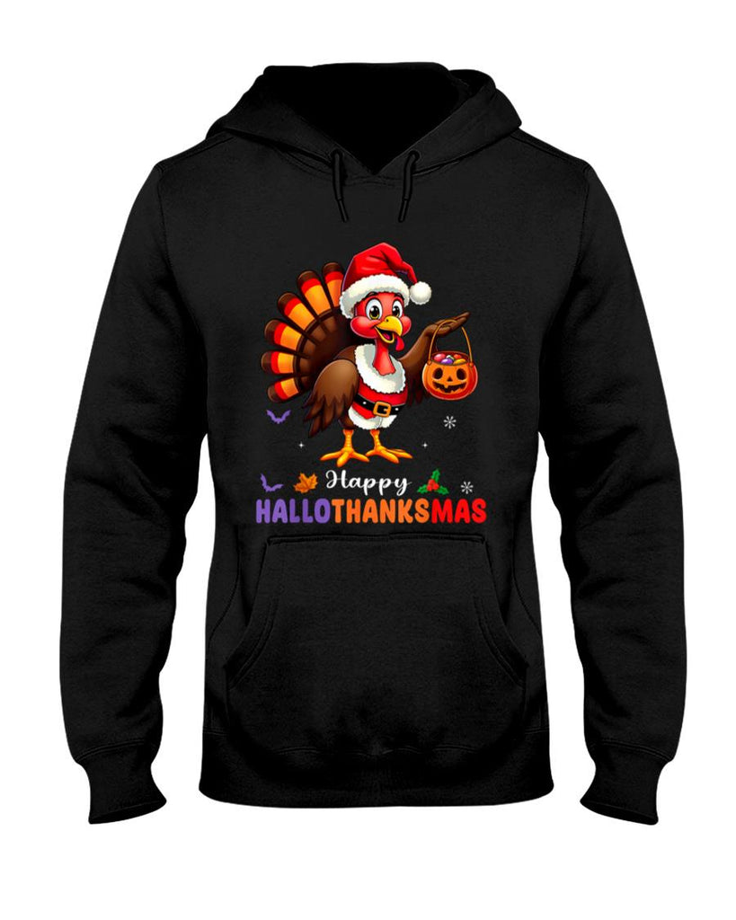 Happy Hallothanksmas Shirt Halloween Thanksgiving Christmas T-Shirt