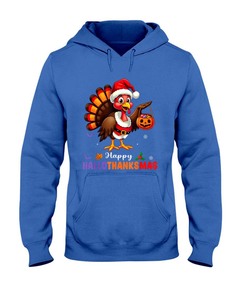 Happy Hallothanksmas Shirt Halloween Thanksgiving Christmas T-Shirt