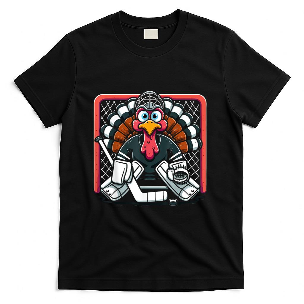 Thanksgiving Turkey Ice Hockey Goalie Youth Boys Thankful T-Shirt
