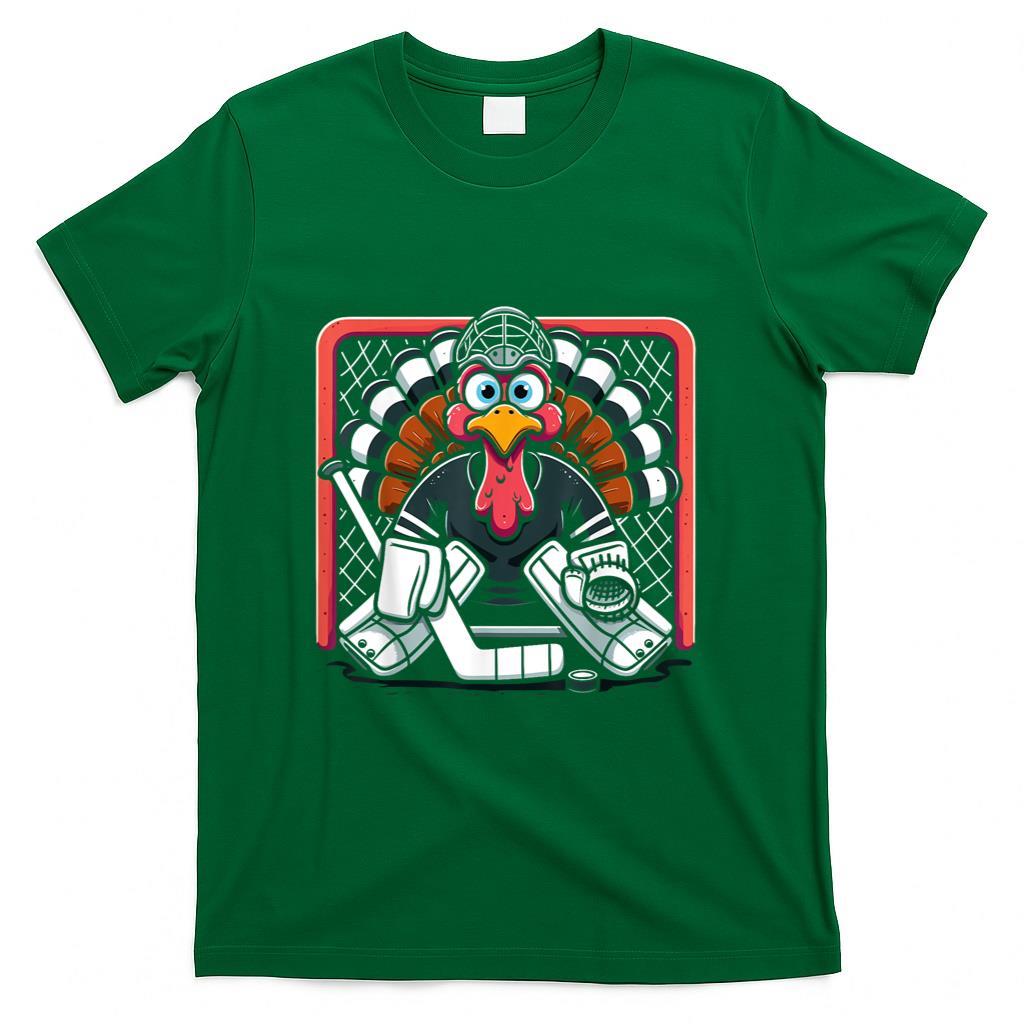 Thanksgiving Turkey Ice Hockey Goalie Youth Boys Thankful T-Shirt