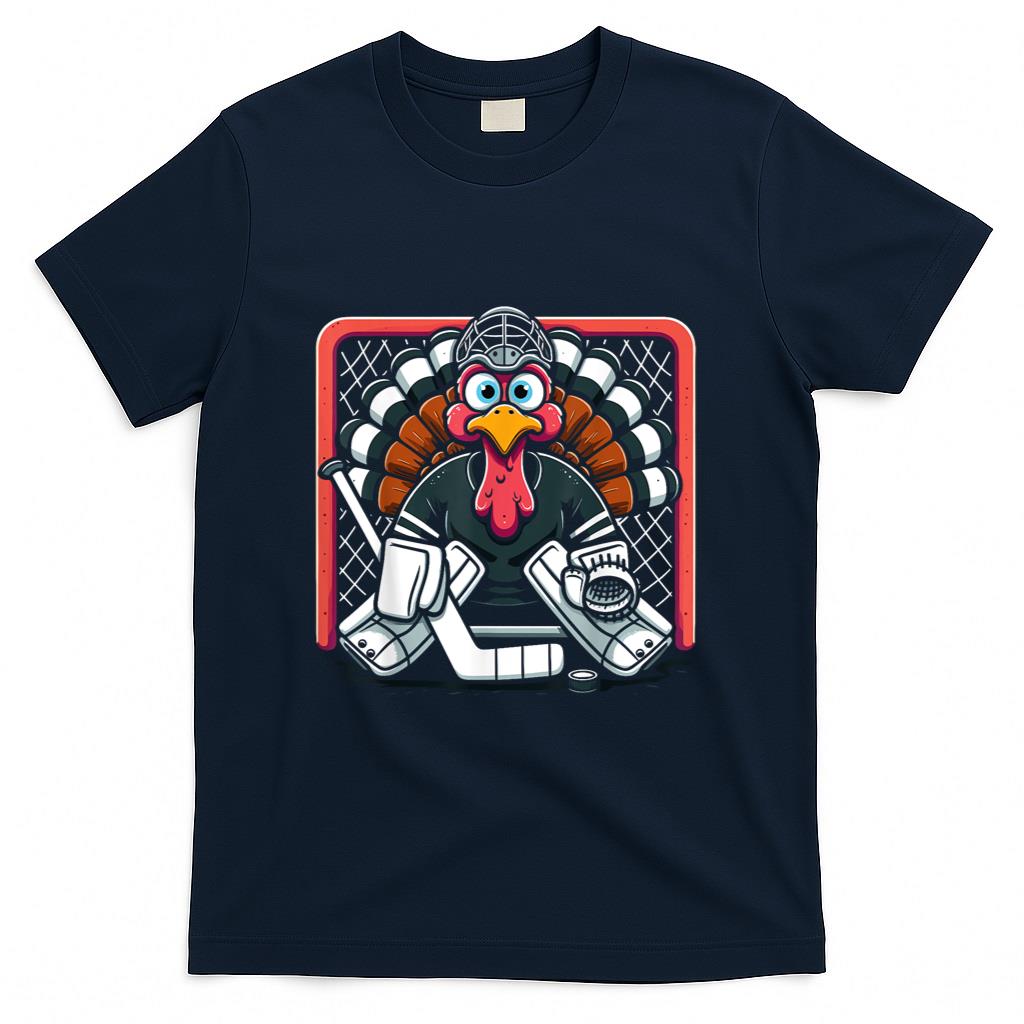 Thanksgiving Turkey Ice Hockey Goalie Youth Boys Thankful T-Shirt