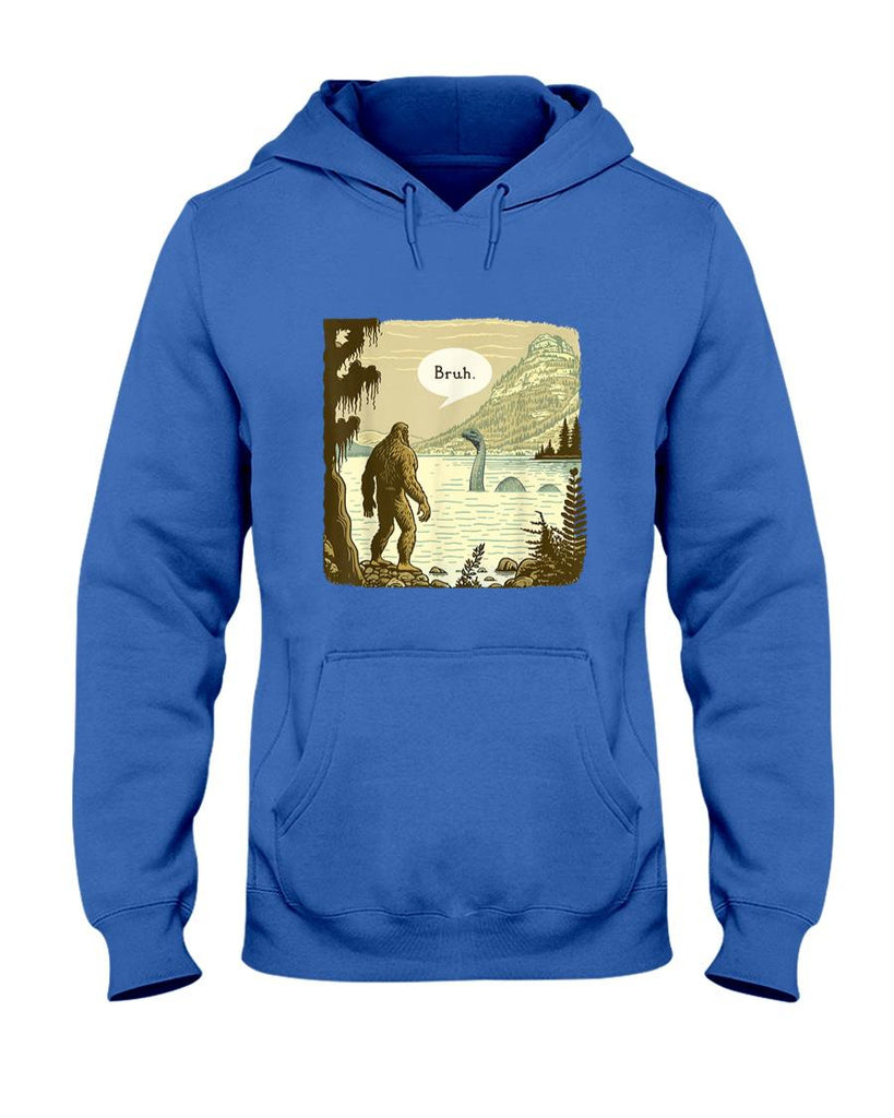 Funny Tees - Funny Bigfoot Sasquatch Loch Ness Monster Introvert Bruh T-Shirt