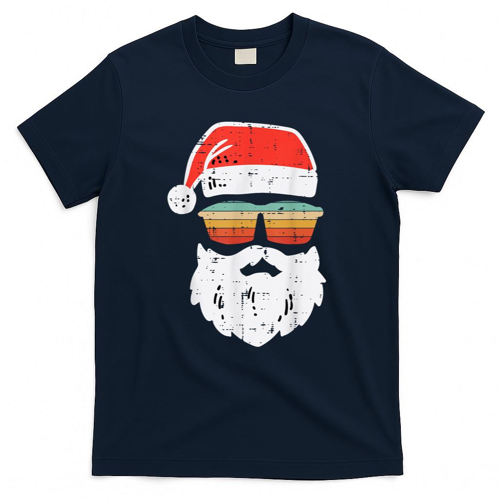 Santa Face Retro Sunglasses Christmas Xmas Men Women Kids T-Shirt