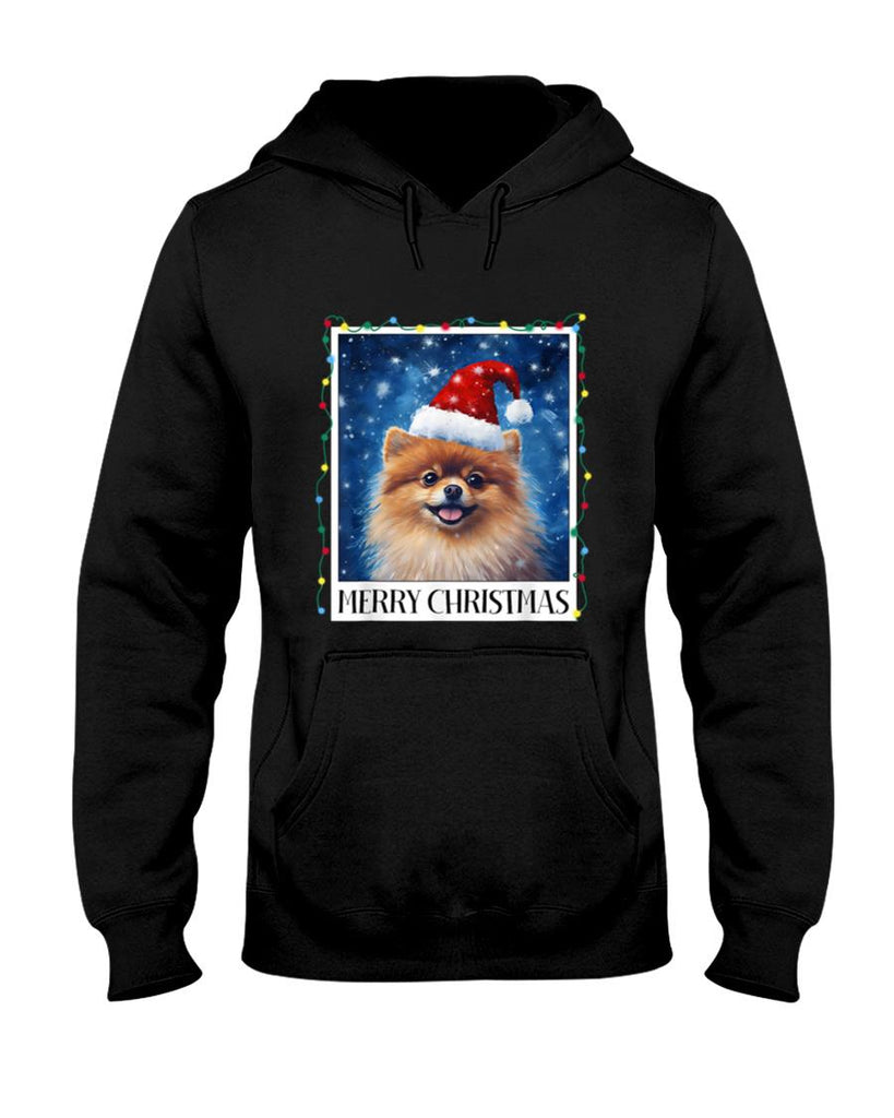 Merry Christmas Pomeranian Santa Hat Xmas Dog Lights Family Men Women Kids T-Shirt