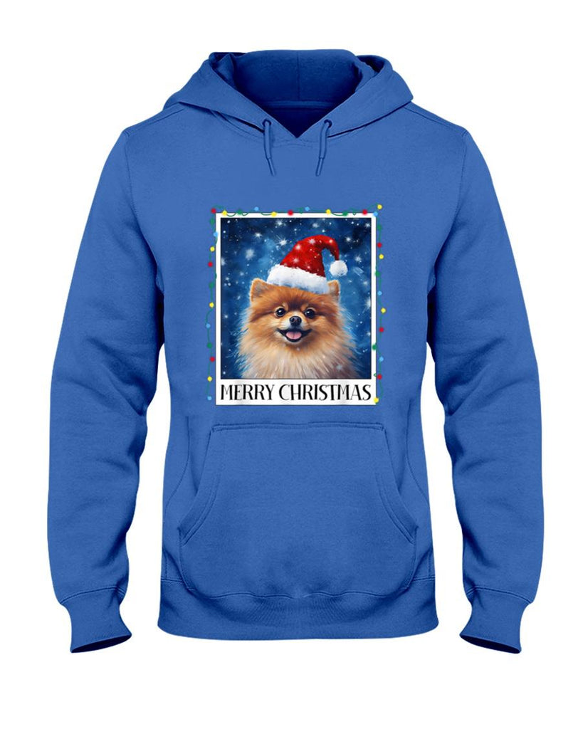 Merry Christmas Pomeranian Santa Hat Xmas Dog Lights Family Men Women Kids T-Shirt