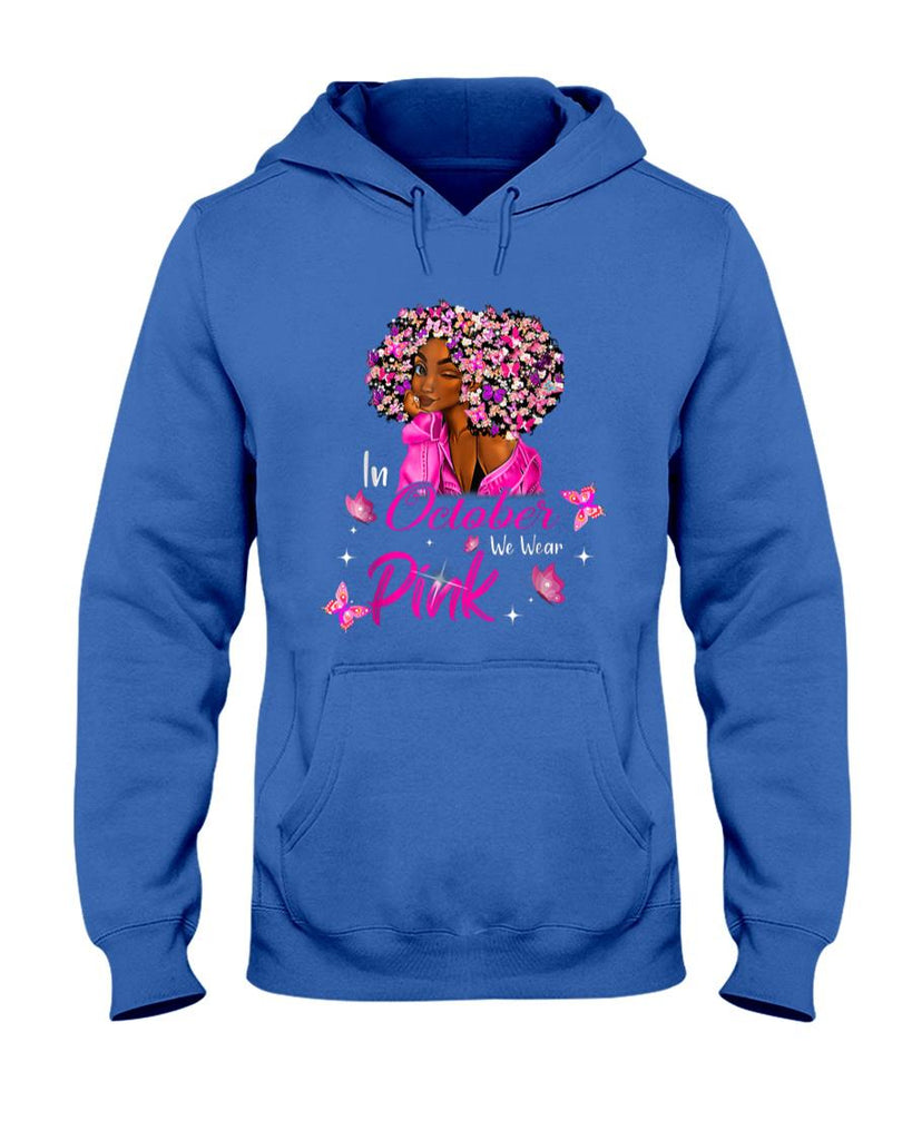 in October We Wear Pink African American Women Breast Cancer T-Shirt