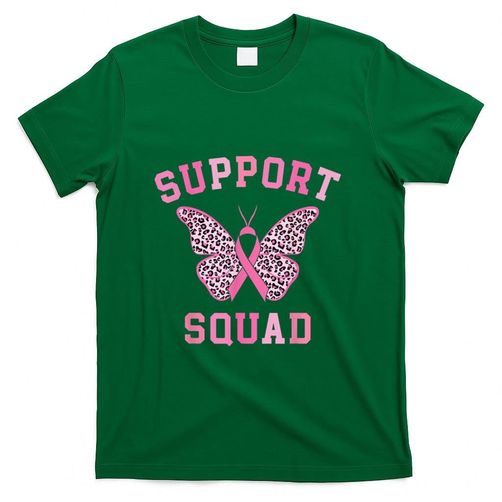 Support Squad Breast Cancer Awareness Pink Ribbon Butterfly T-Shirt