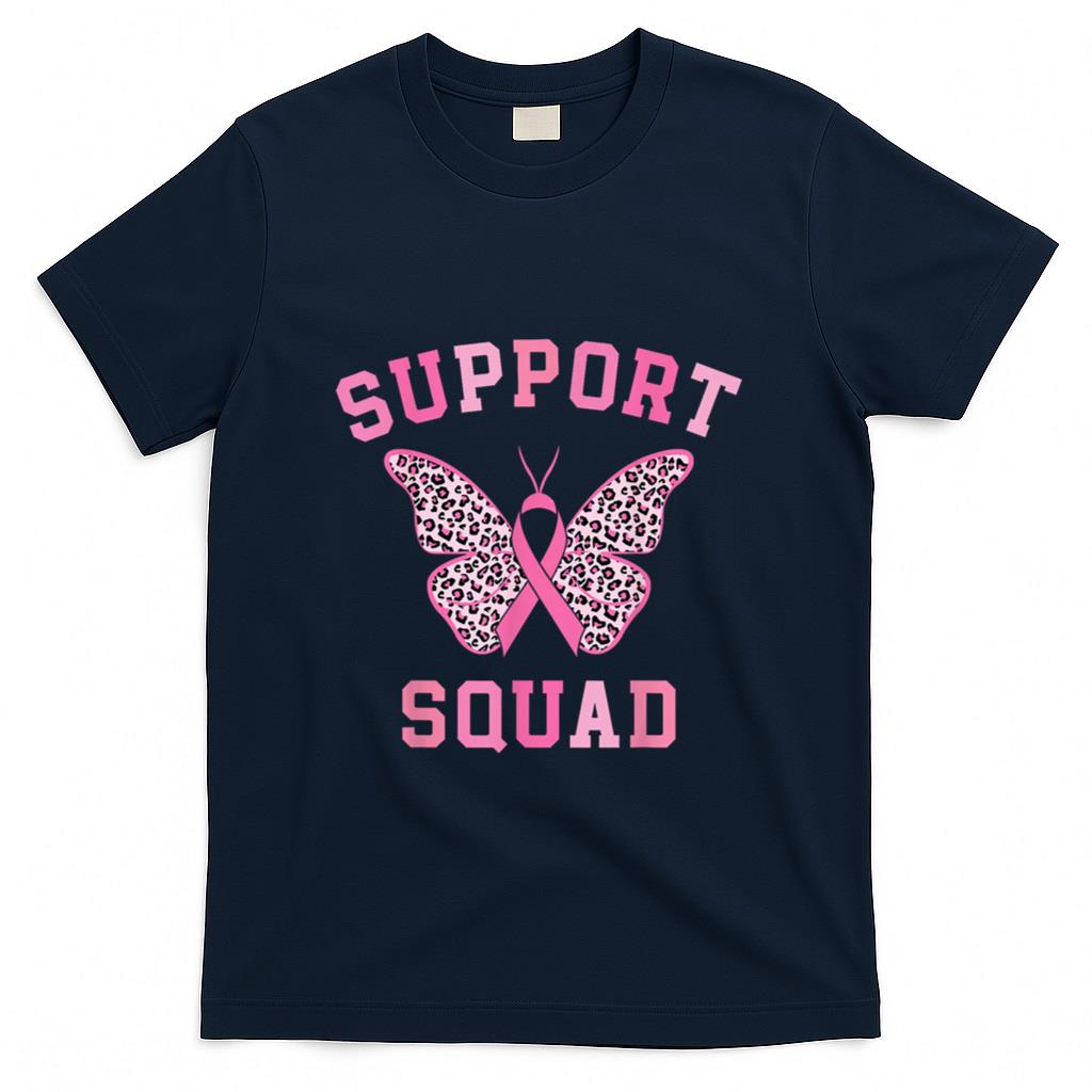 Support Squad Breast Cancer Awareness Pink Ribbon Butterfly T-Shirt