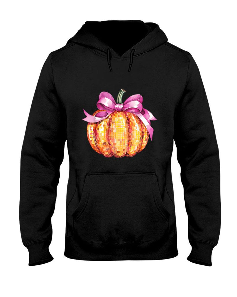 Retro Coquette Pumpkin Pink Bow Fall Thanksgiving Women Girl T-Shirt