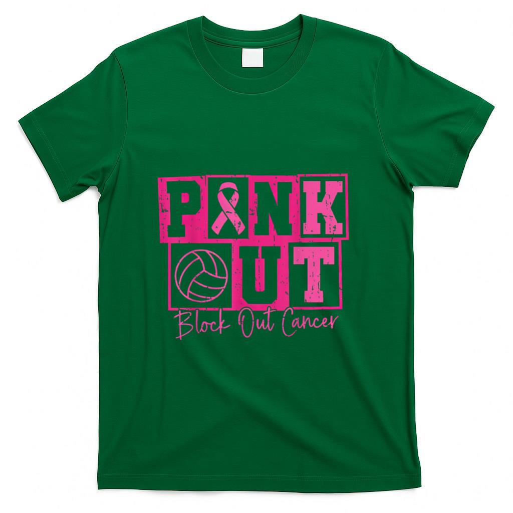 Volleyball Breast Cancer Awareness Block Out Cancer T-Shirt