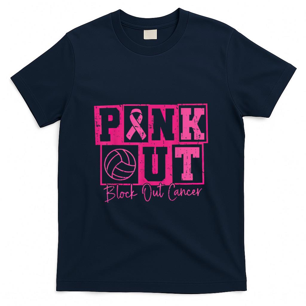Volleyball Breast Cancer Awareness Block Out Cancer T-Shirt