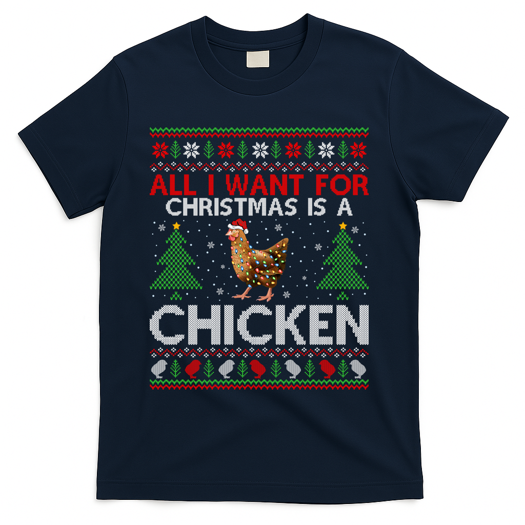 Chicken Lover Ugly All I Want For Christmas Is A Chicken Gift T-Shirt