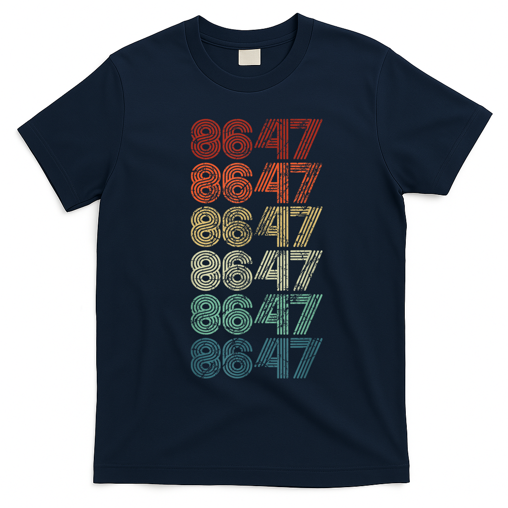 8647 Anti Trump 86 47 Retro Vintage Style Antitrump Vance T-Shirt - Navy Blue
