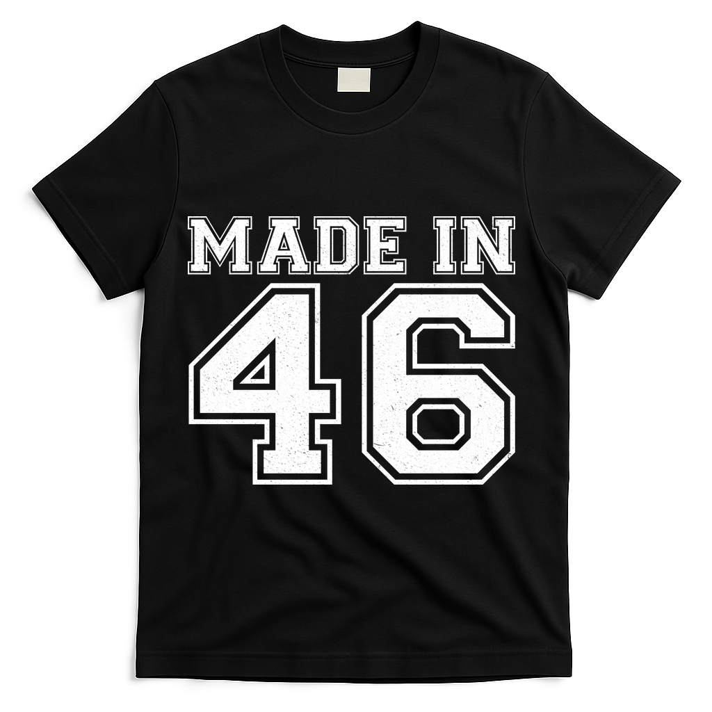 80 Birthday Made In 1946 Sports Jersey T-Shirt - Black