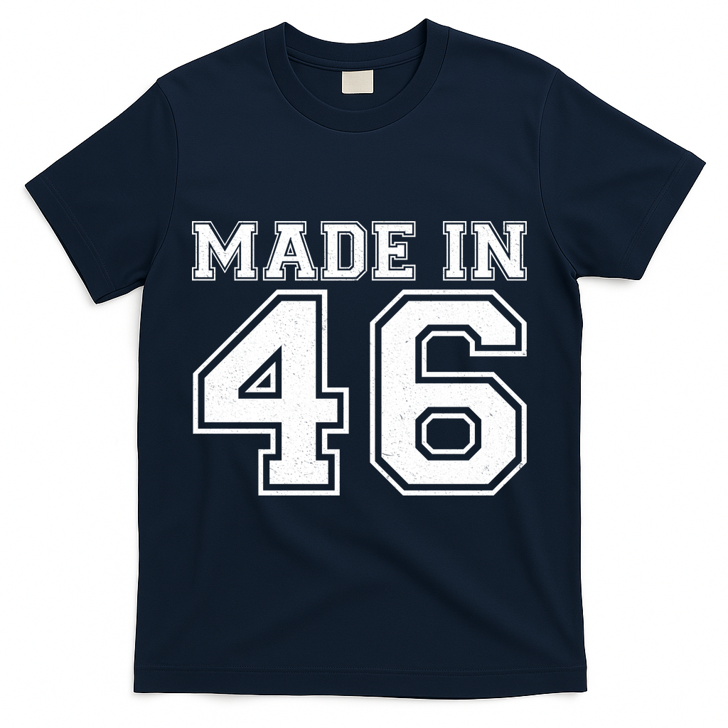 80 Birthday Made In 1946 Sports Jersey T-Shirt - Navy