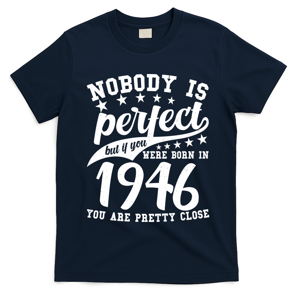 80th Birthday Nobody Is Perfect Born In 1946 You Are Pretty Close  T-Shirt