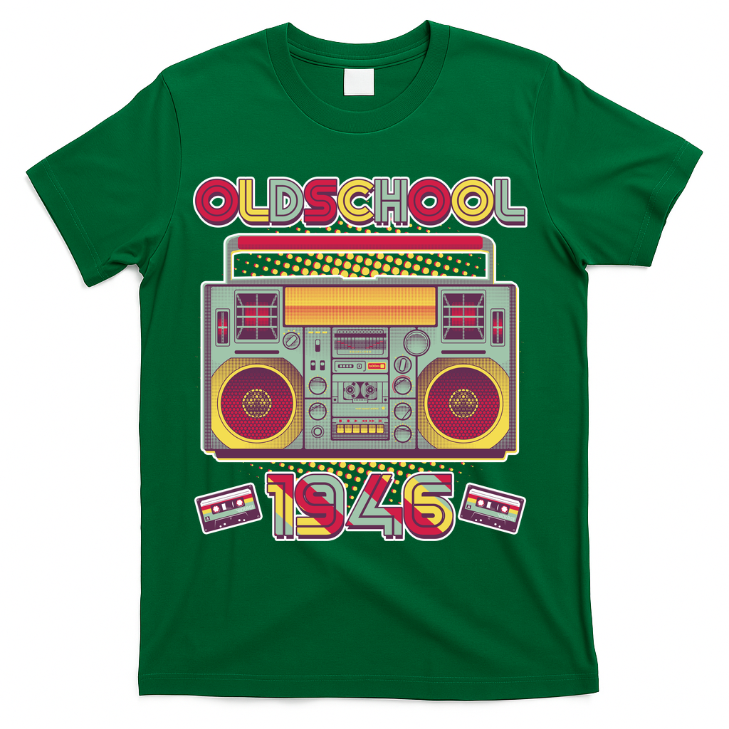 80th Birthday Oldschool Boombox 1946 T-Shirt - Green