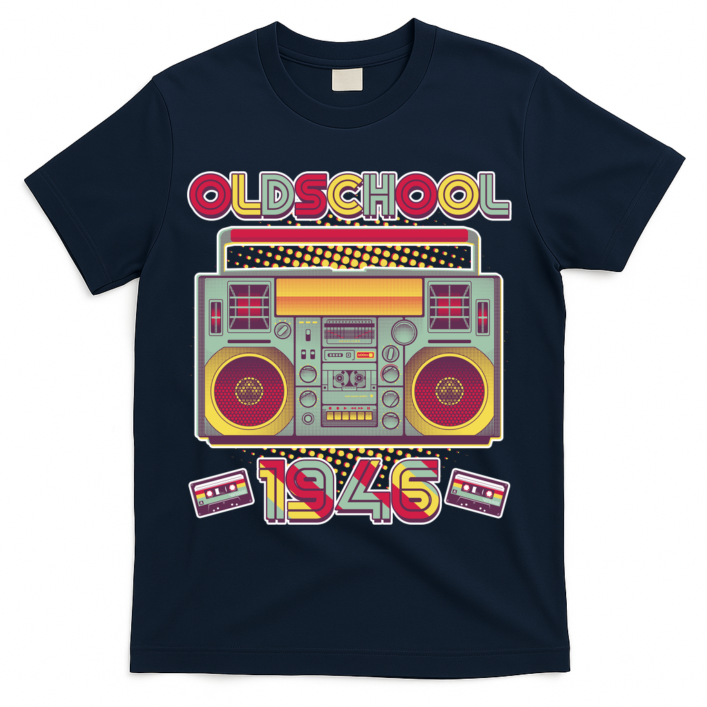 80th Birthday Oldschool Boombox 1946 T-Shirt - Navy