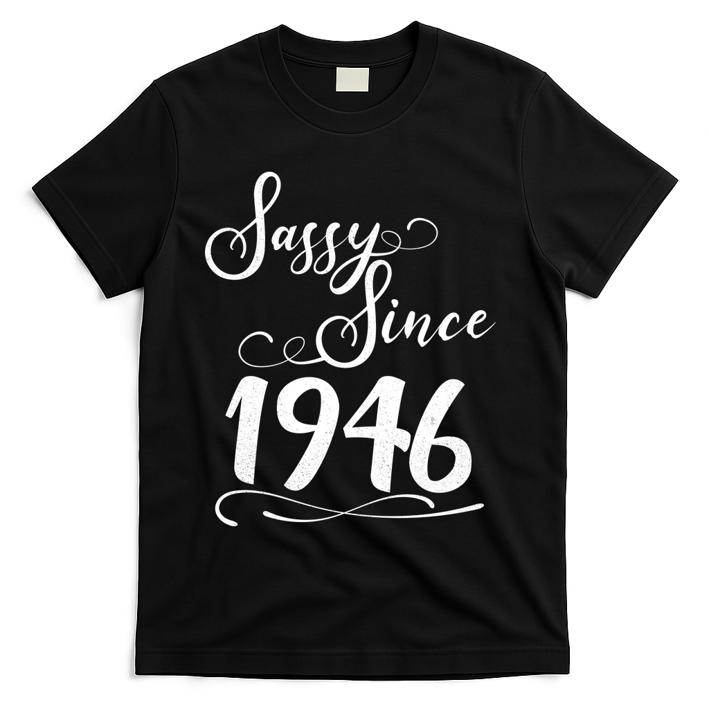 80th Birthday Sassy Since 1946 T-Shirt - Black