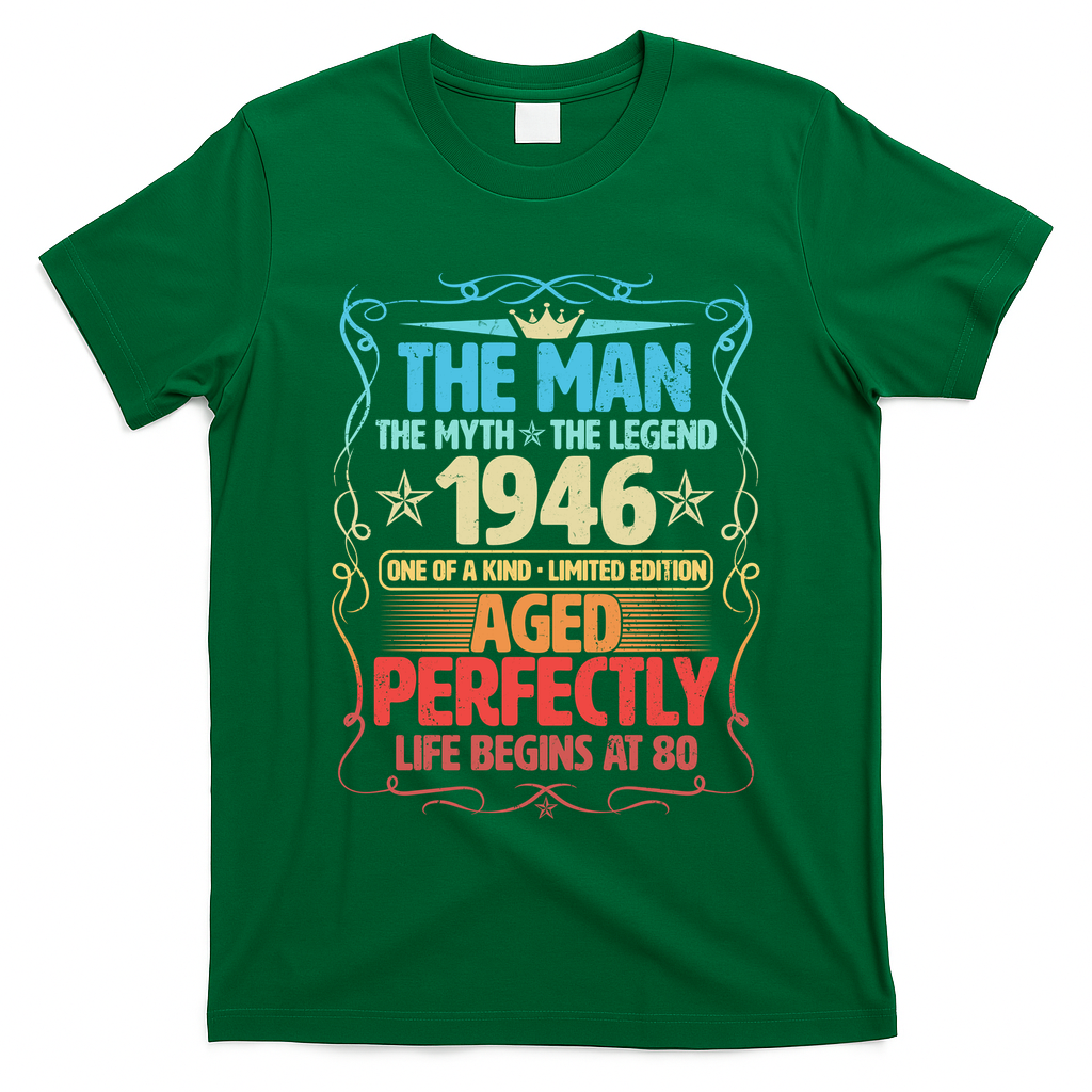 80th Birthday The Man The Myth The Legend 1946 One Of A Kind Limited Edition T-Shirt