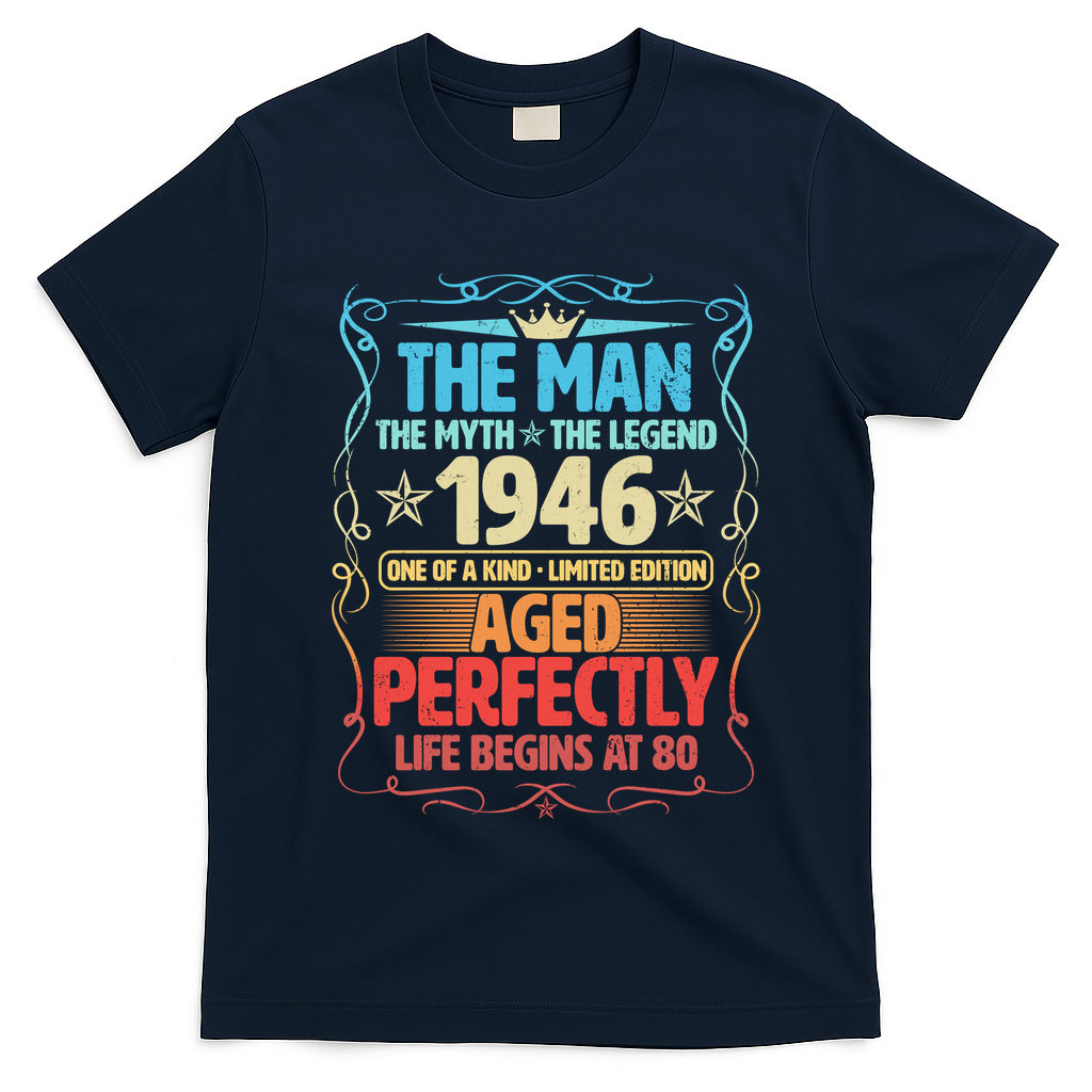 80th Birthday The Man The Myth The Legend 1946 One Of A Kind Limited Edition T-Shirt