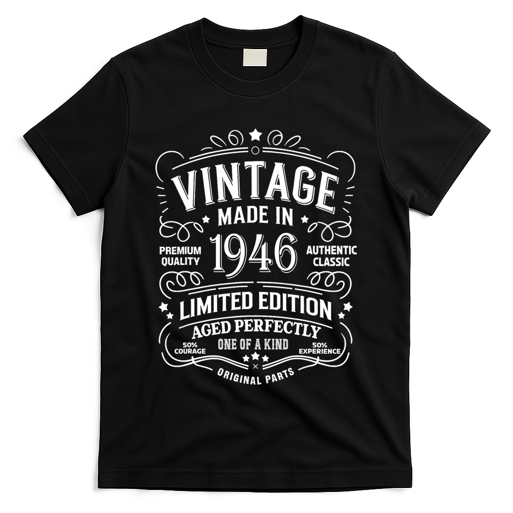 80th Birthday Vintage Made In 1946 Premium Quality Authentic Classic Birthday T-Shirt