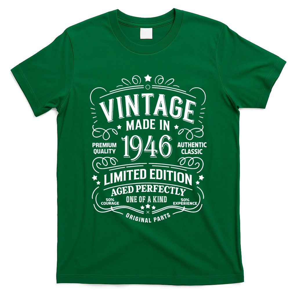 80th Birthday Vintage Made In 1946 Premium Quality Authentic Classic Birthday T-Shirt