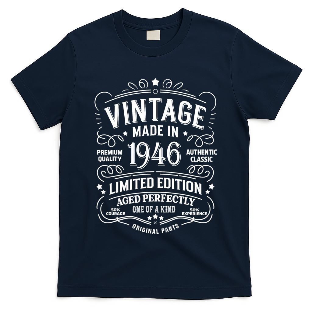 80th Birthday Vintage Made In 1946 Premium Quality Authentic Classic Birthday T-Shirt