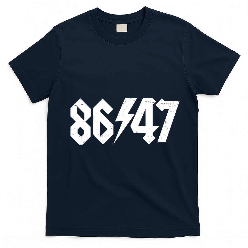 8647 Retro Vintage 80s Style Rock Anti Trump T-Shirt - Navy Blue