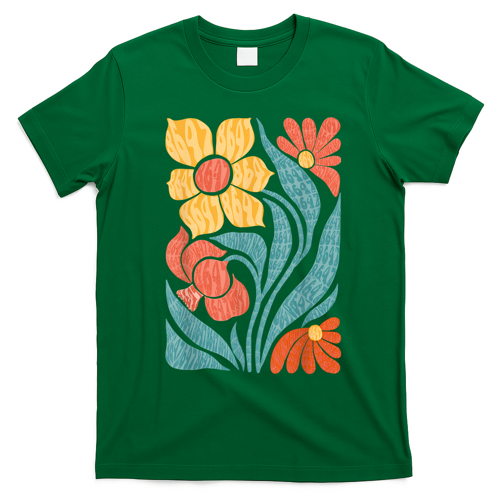 8647 Subtle Anti Trump Floral Boho T-Shirt - Irish Green