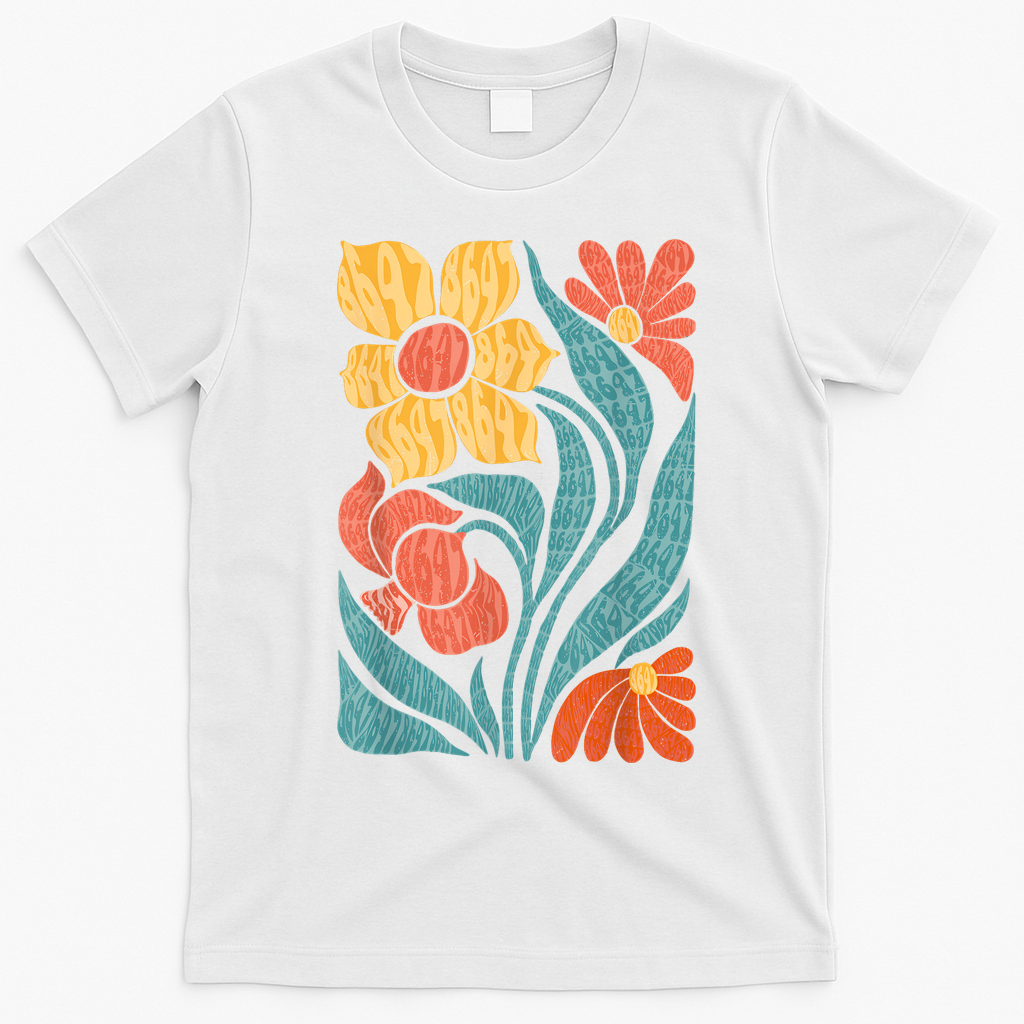 8647 Subtle Anti Trump Floral Boho T-Shirt - White