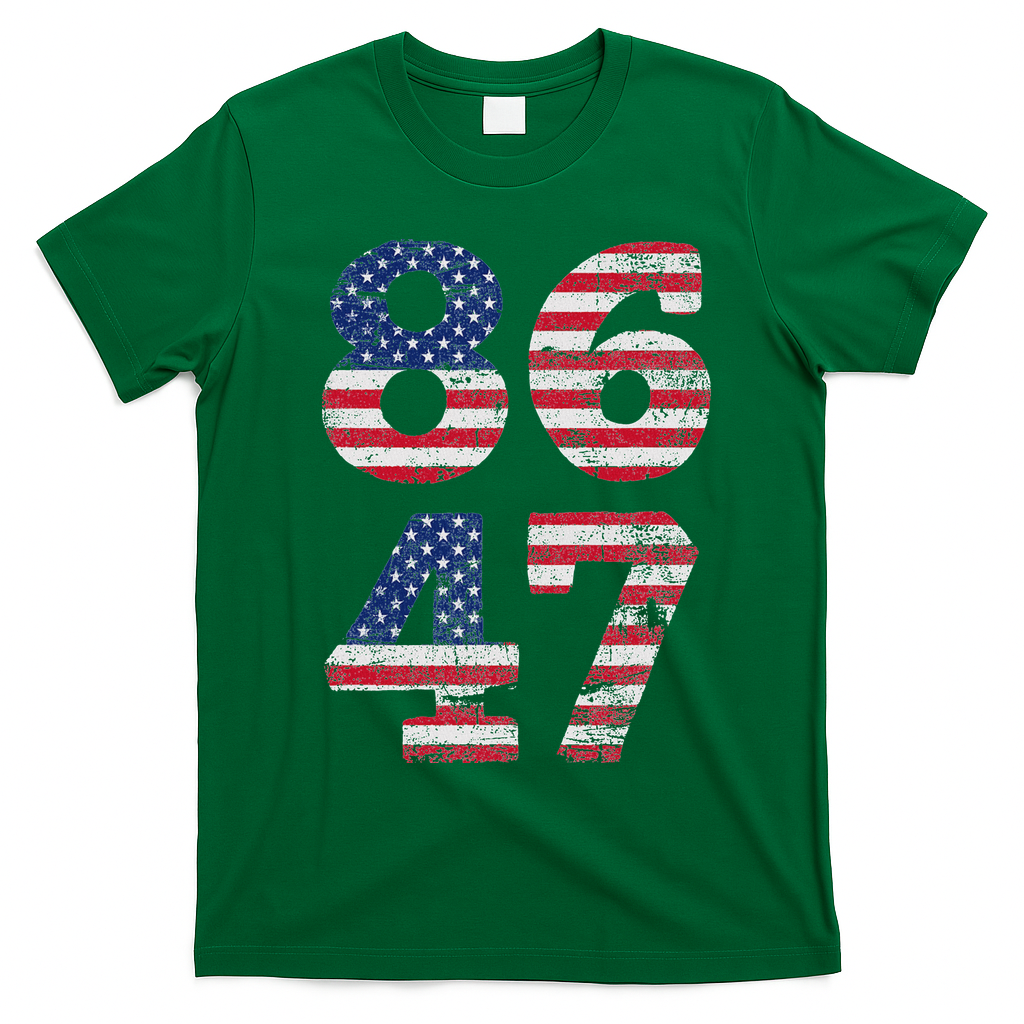 8647 Subtle Anti Trump Ironic Distressed Usa Flag T-Shirt - Irish Green