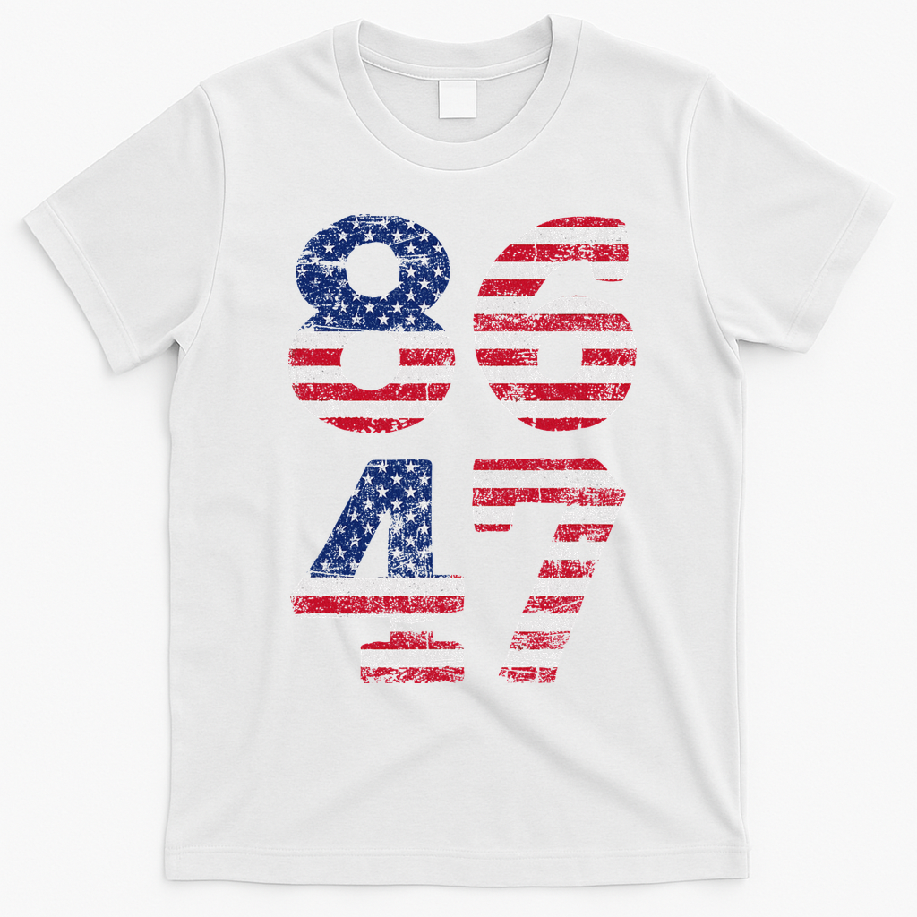 8647 Subtle Anti Trump Ironic Distressed Usa Flag T-Shirt - White
