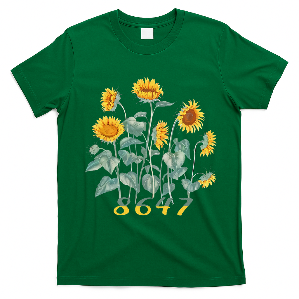 8647 Subtle Anti Trump 86 47 Sunflower Support Ukraine T-Shirt - Irish Green
