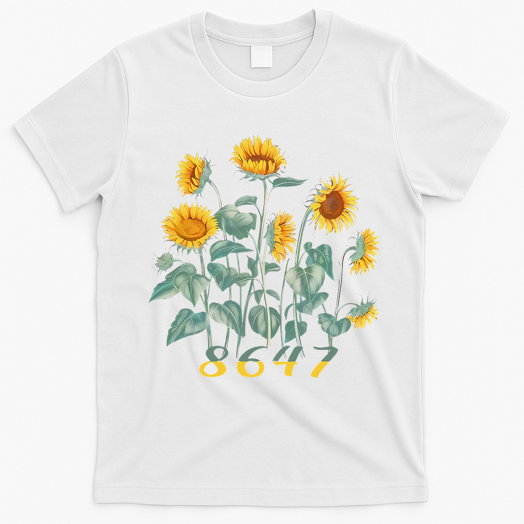 8647 Subtle Anti Trump 86 47 Sunflower Support Ukraine T-Shirt - White