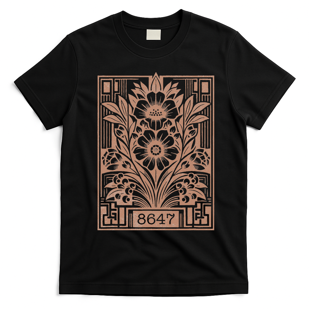 8647 Subtle Anti Trump Anti Maga 86 47 Floral T-Shirt - Black