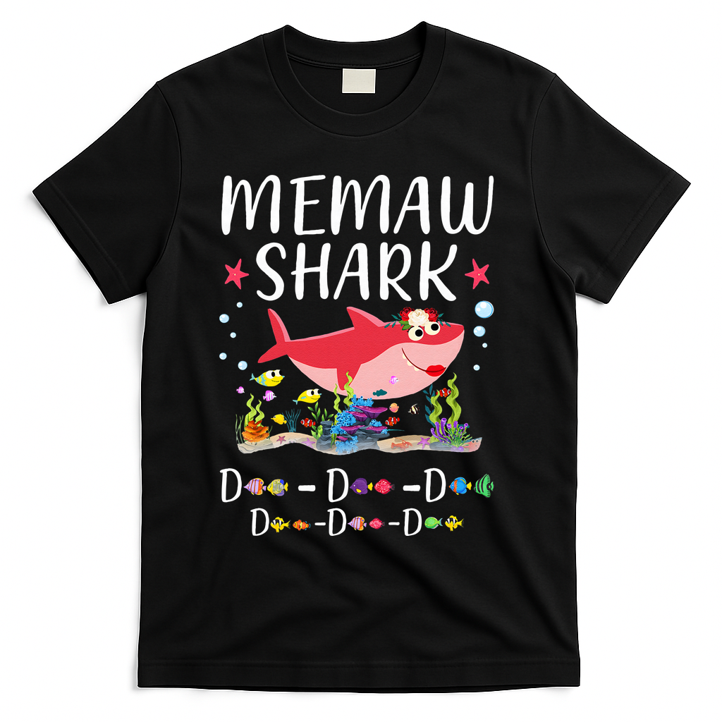 Memaw Shark, Funny Mother's Day Floral Gift T-Shirt