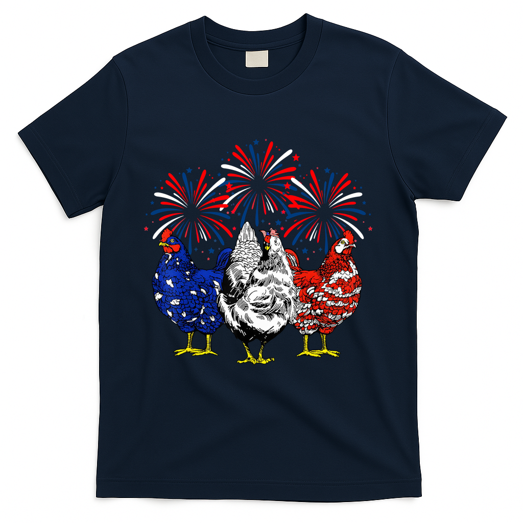 Chicken Usa Flag Patriotic Lover 4th Of July T-Shirt