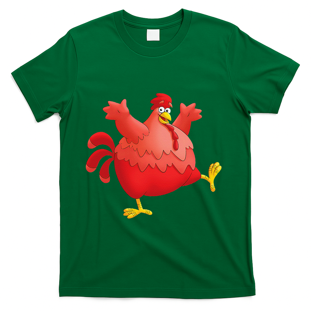 Red Fat Chubby Chicken Bird Cock Cartoon Art T-Shirt