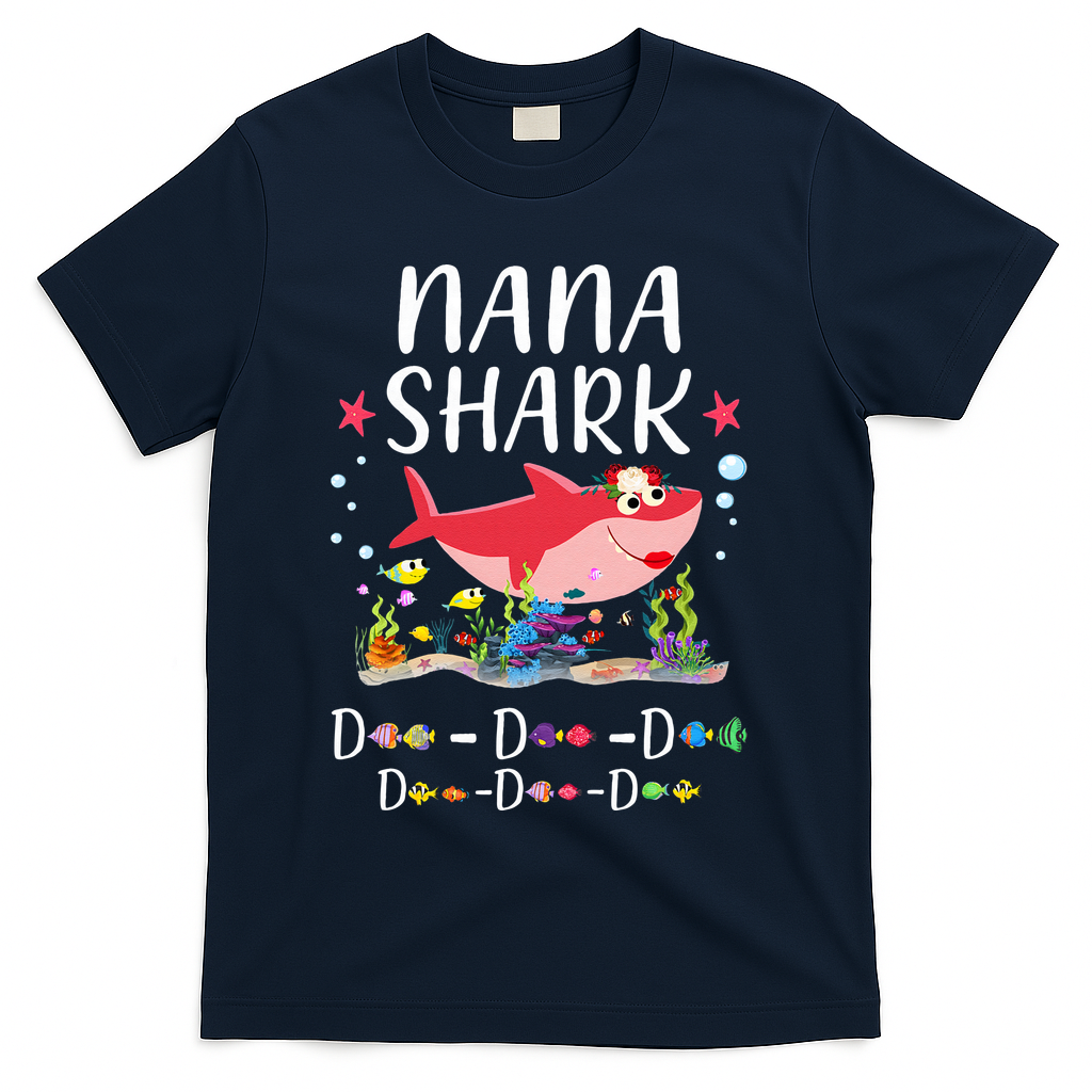 Nana Shark, Funny Mother's Day Floral Gift T-Shirt