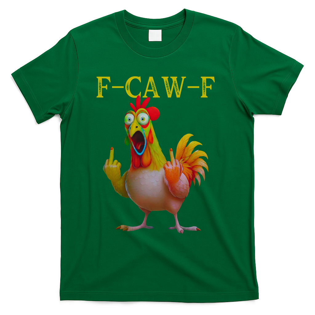 F Caw F Funny Chicken Middle Finger Clucking Rooster Meme T-Shirt