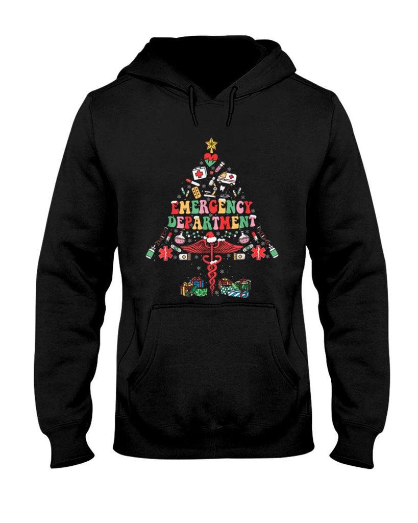 Retro Emergency Department Christmas Tree ER Crew Nurse Xmas T-Shirt