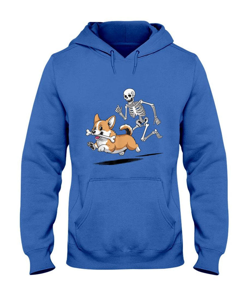 Pet Mom Halloween Shirt - Funny Skeleton Chasing Corgi Halloween for Dog Mom Pet Lover T-Shirt