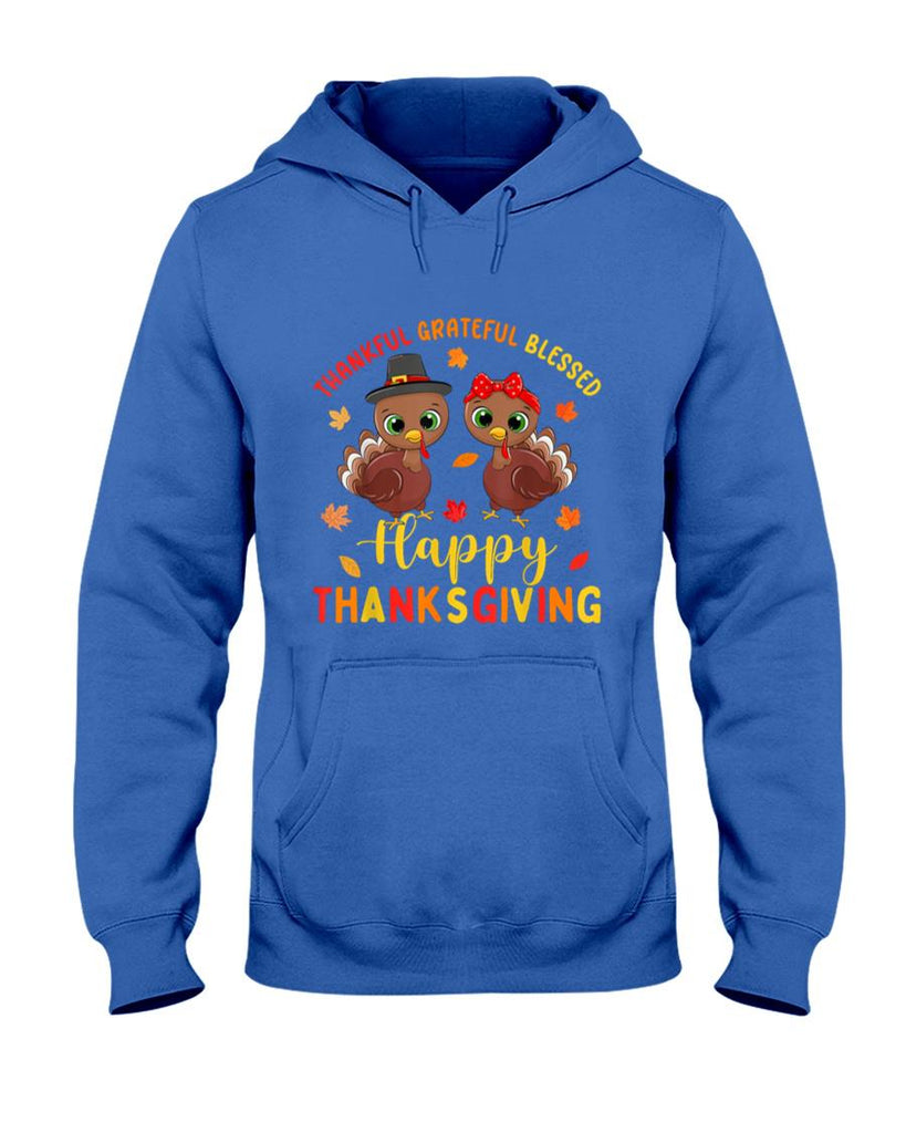 Thankful Grateful Blessed Thanksgiving Turkey Women Girls T-Shirt