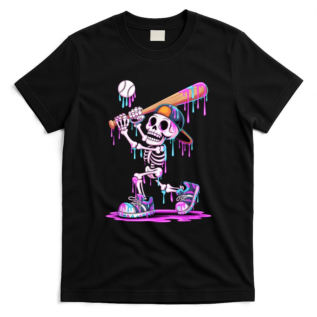 Halloween Shirt - Funny Skeleton Baseball Drip Boys Youth Kids Halloween T-Shirt