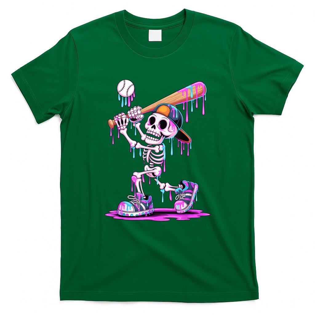 Halloween Shirt - Funny Skeleton Baseball Drip Boys Youth Kids Halloween T-Shirt