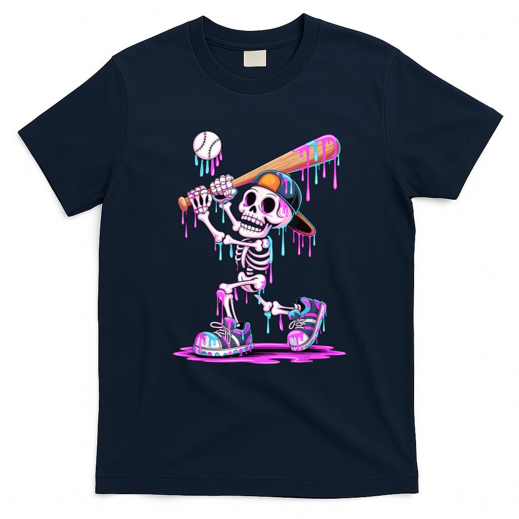 Halloween Shirt - Funny Skeleton Baseball Drip Boys Youth Kids Halloween T-Shirt