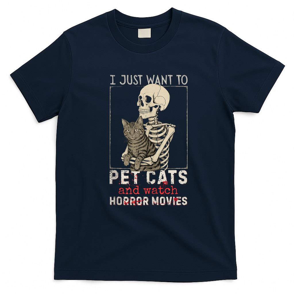 Pet Mom Halloween Shirt - Halloween I Just Want to Pet Cats and Watch Horror Movies Tank Top